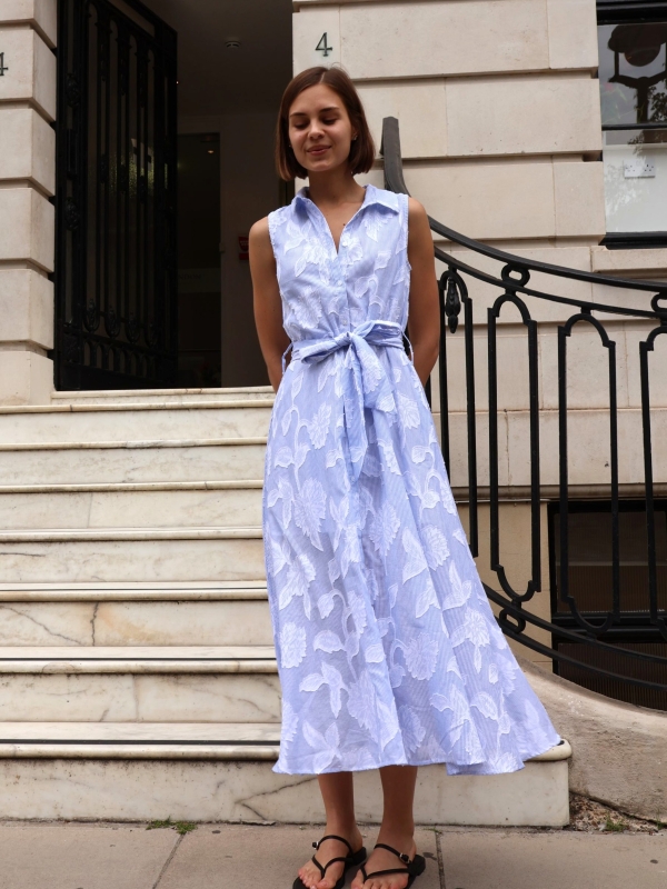 Presley- Cotton Shirt Dress in pale blue