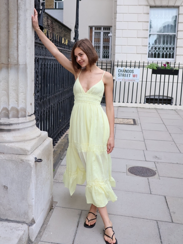 Sienna - Open Back Maxi Dress In Pale yellow