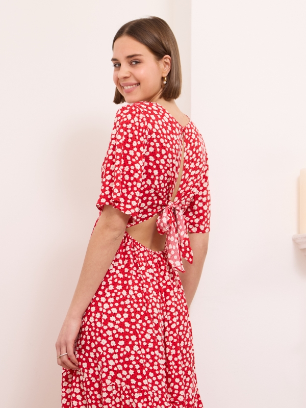 Sienna- Open Back Viscose Maxi Dress daisy in red
