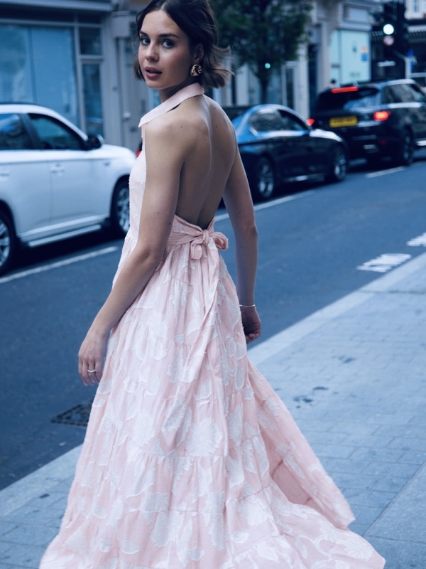 Halle - Open Back Maxi Dress In Pale pink