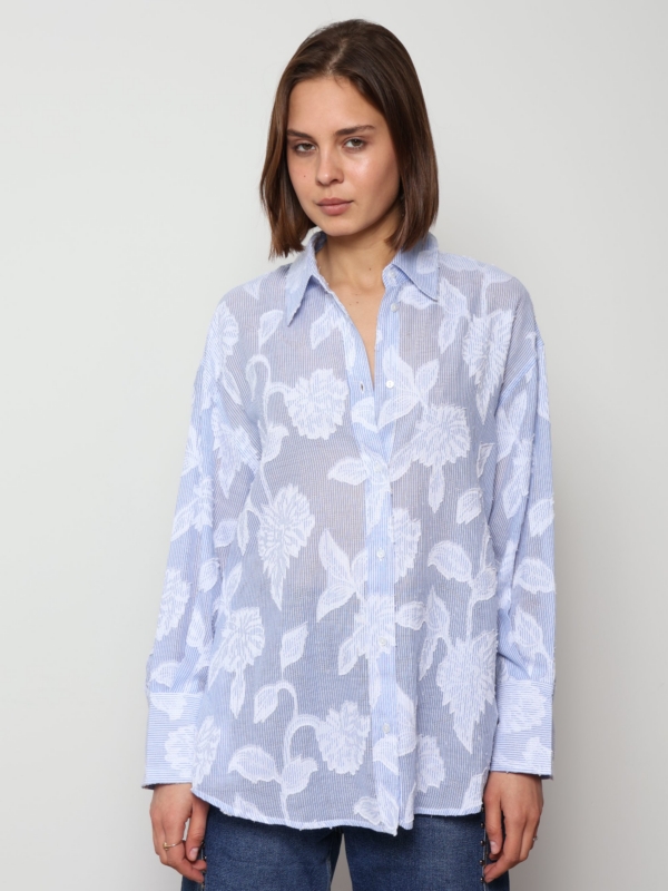Madisson - open back  Cotton blouse  In blue