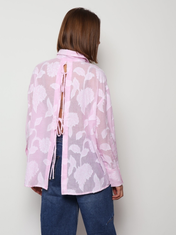 Madisson - open back  Cotton blouse  In pink