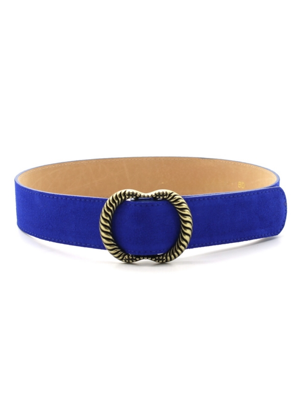Lina - Leather belt in blue