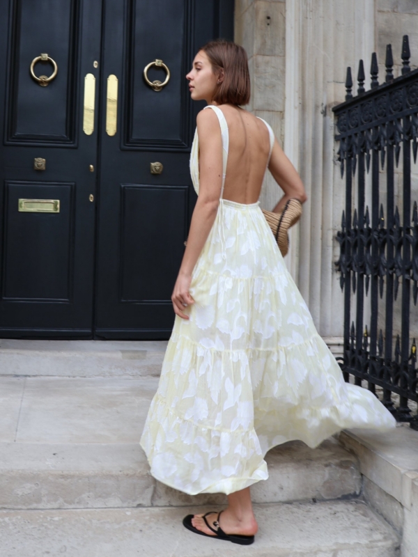 Harlow - Open Back Maxi Dress In Yellow