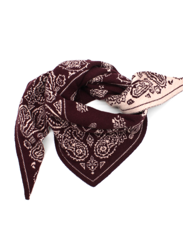 Brenda - Bandana Print Scarf In burgundy