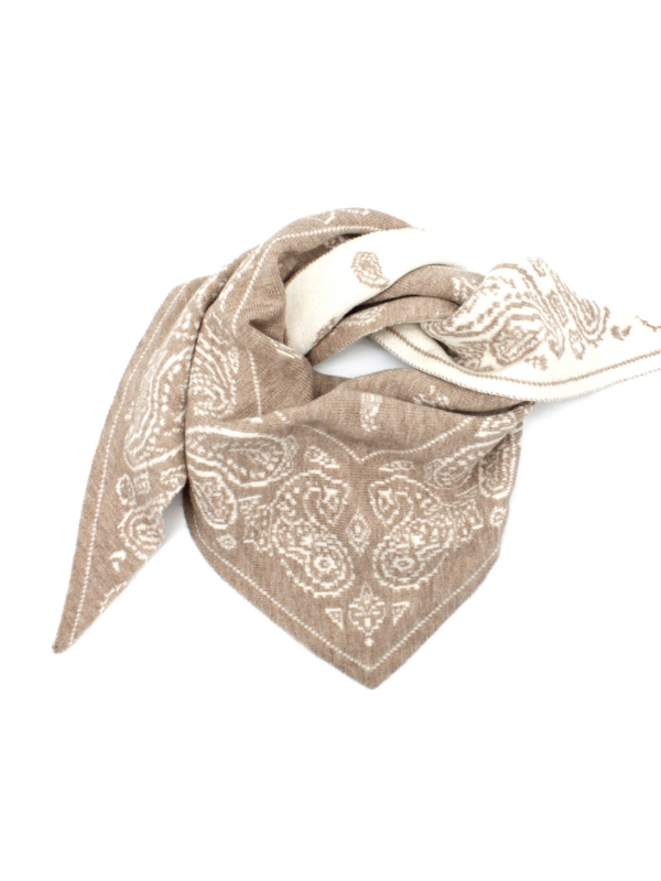 Brenda - Bandana Print Scarf In taupe