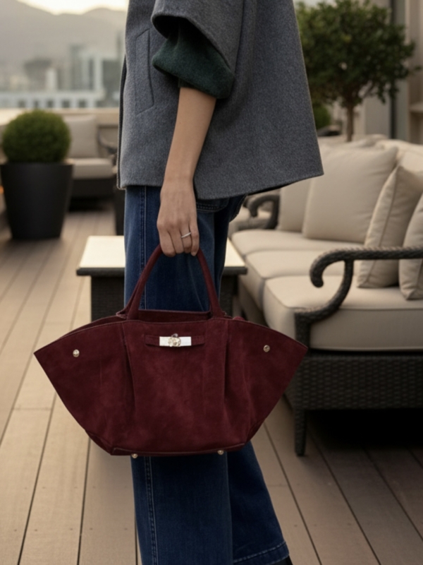 Chiara - Chic Suede Tote Bag in burgundy