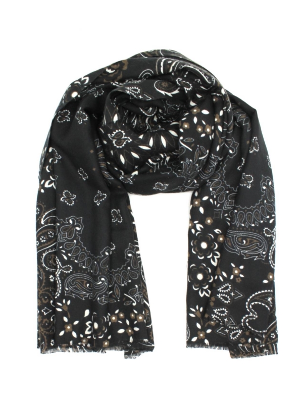 Brenda - Bandana Print Scarf In black
