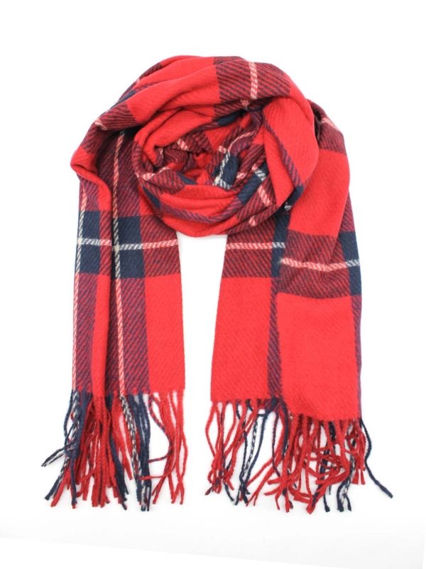 Bronte - checkered Print Scarf In red
