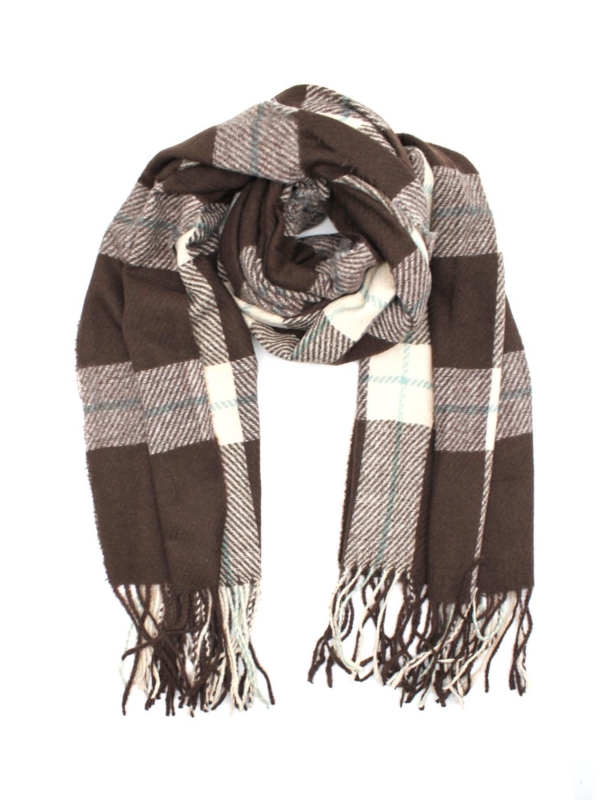 Bronte - checkered Print Scarf In brown