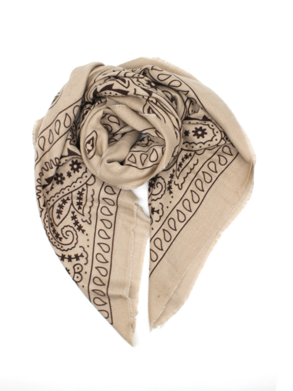 Bronte - Bandana Print Scarf In beige