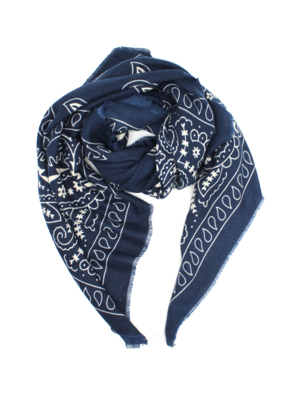 Bronte - Bandana Print Scarf In navy