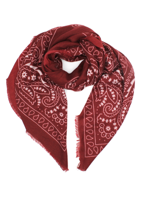 Bronte - Bandana Print Scarf In burgundy
