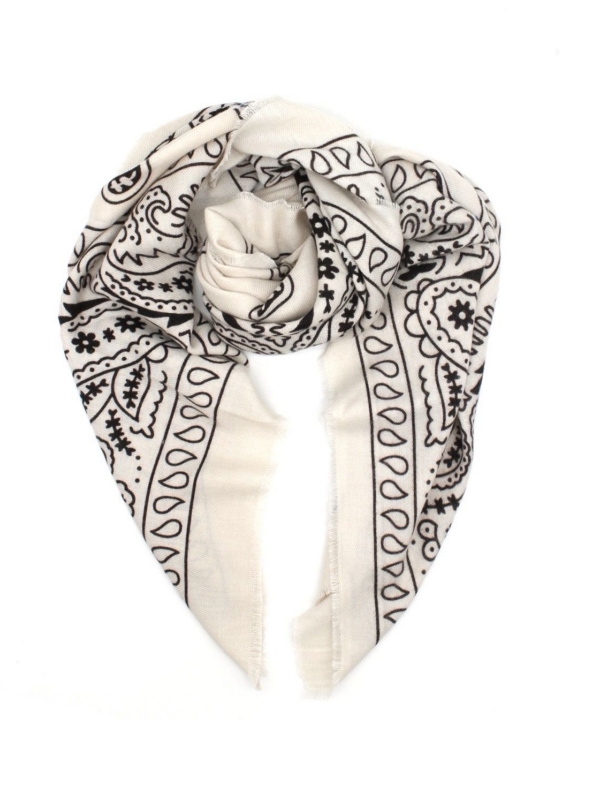 Bronte - Bandana Print Scarf In white & black