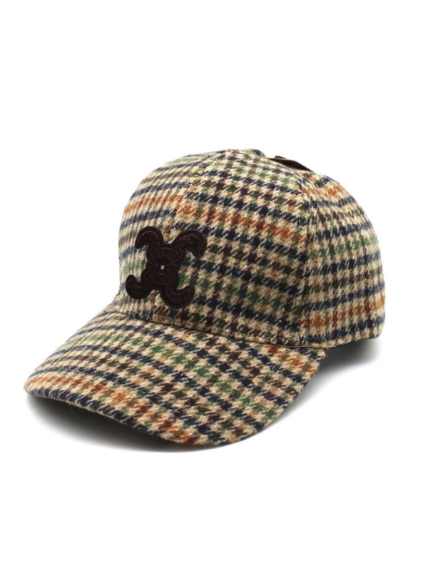 Gabriella - Casual Baseball Cap checkered in khaki & black