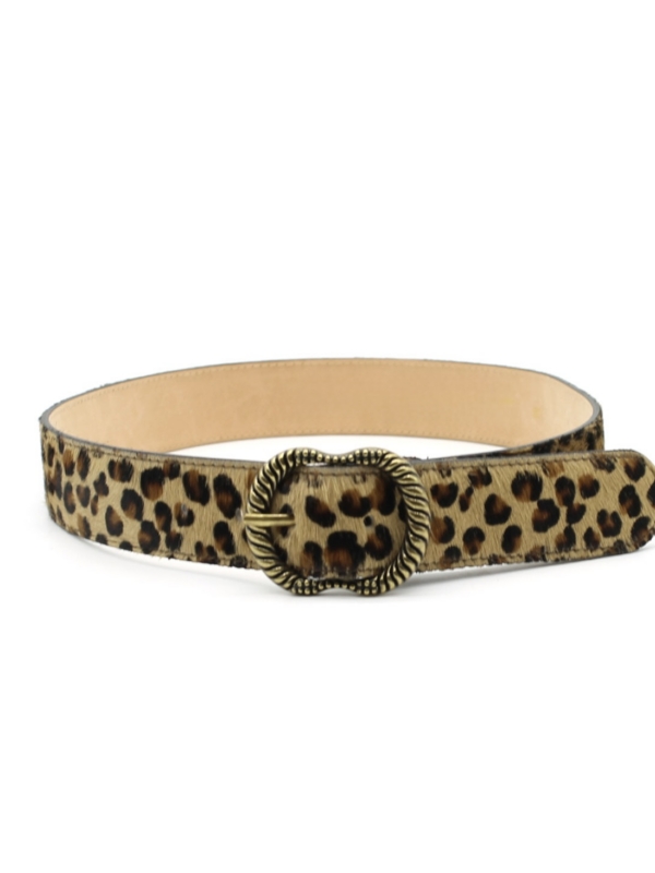 Luna - Animal Print Leather Belt in leopard