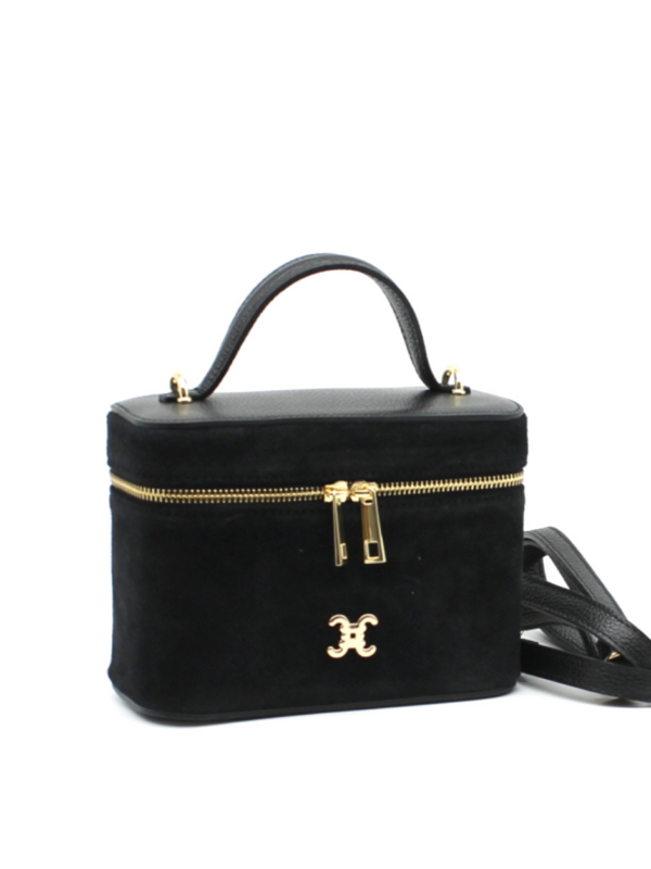 Melanie - Chic Structured Vanity-Style Shoulder Bag in black
