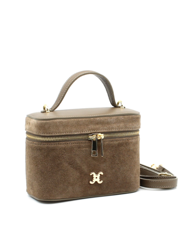 Melanie - Chic Structured Vanity-Style Shoulder Bag in taupe