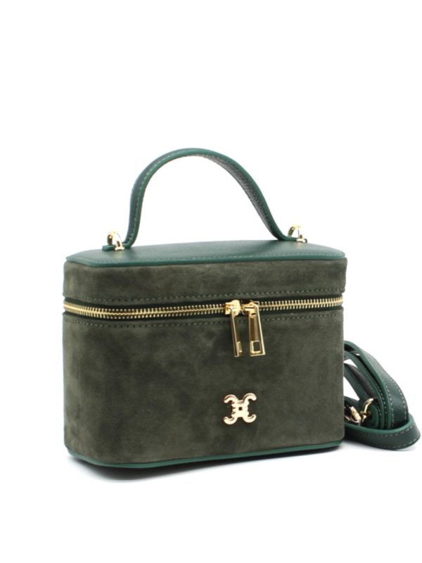 Melanie - Chic Structured Vanity-Style Shoulder Bag in khaki