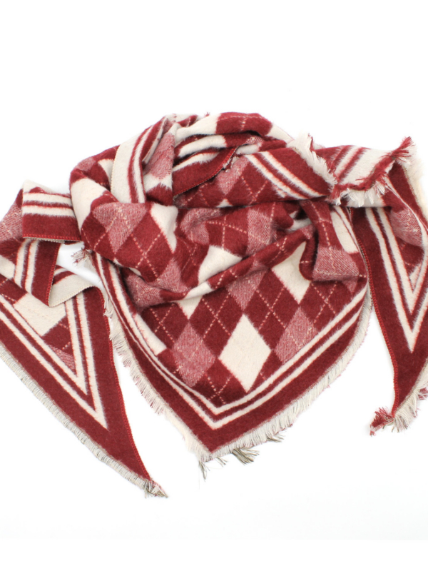 Bridie - Argyle Print Scarf In burgundy