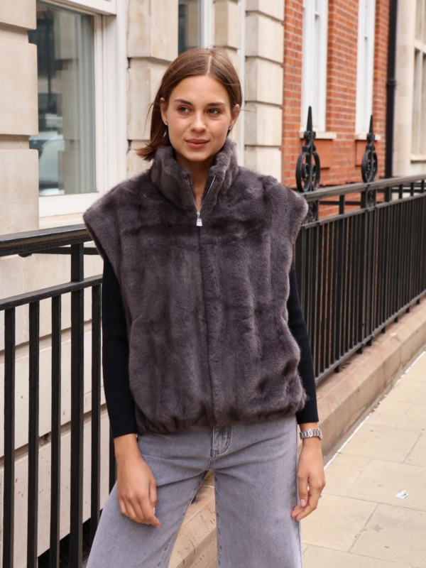 Mandy - Faux Fur Gilet In grey