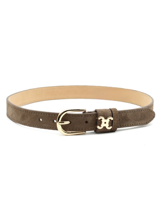 Simone - Suede Belt with Gold Buckle in taupe