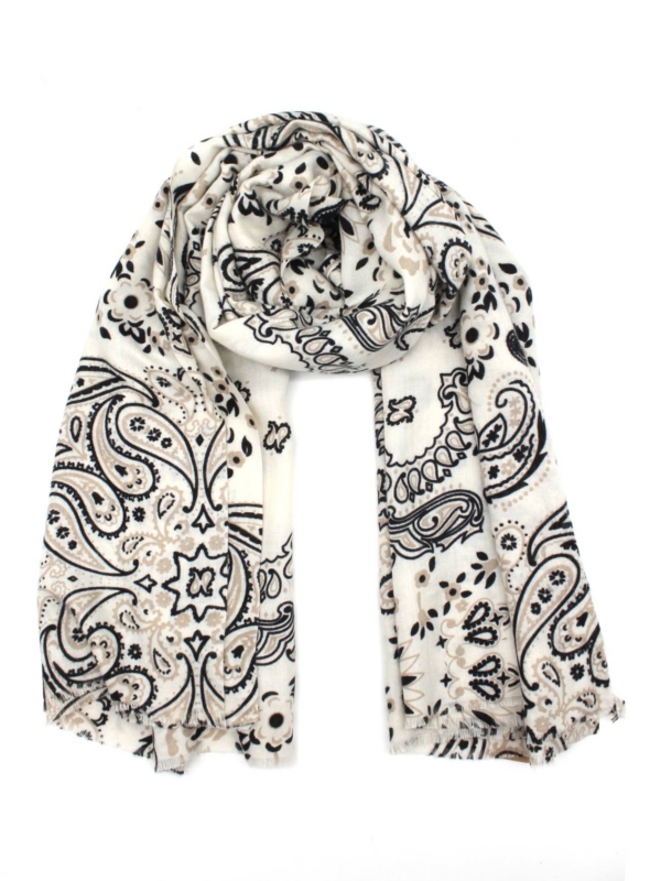 Brenda - Bandana Print Scarf In white