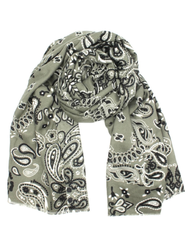 Brenda - Bandana Print Scarf In khaki