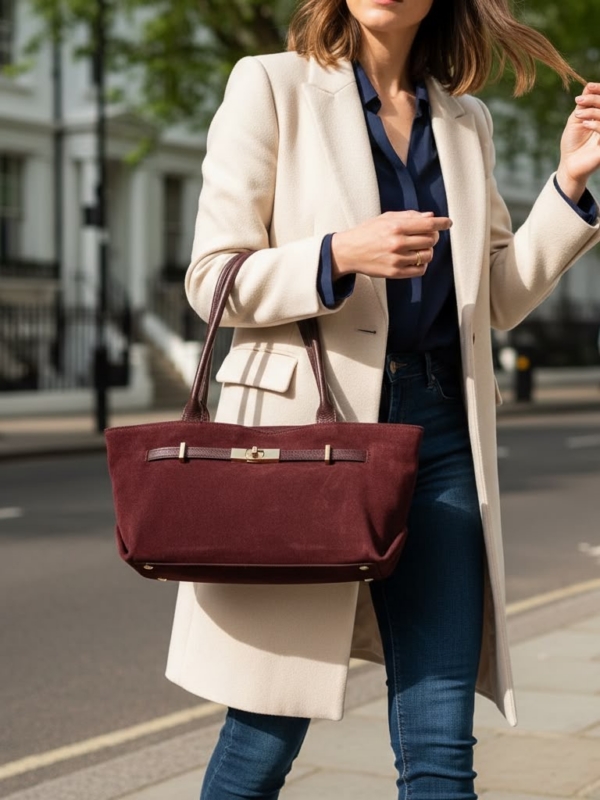 Bianca - Suede Bag in burgundy