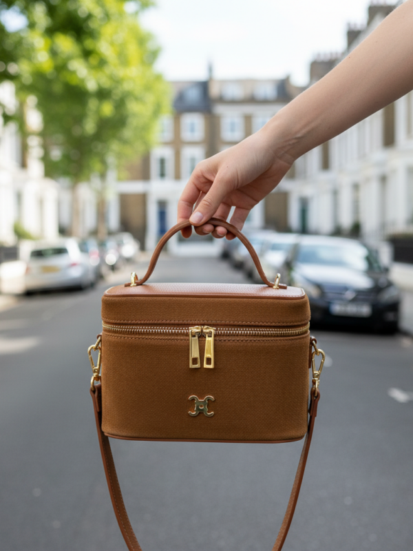 Melanie - Chic Structured Vanity-Style Shoulder Bag in camel
