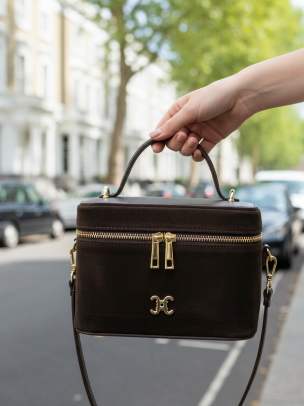 Melanie - Chic Structured Vanity-Style Shoulder Bag in brown