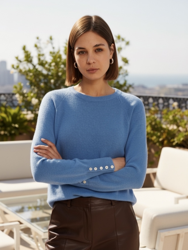 Agnes - Button-embellished Sweater in blue