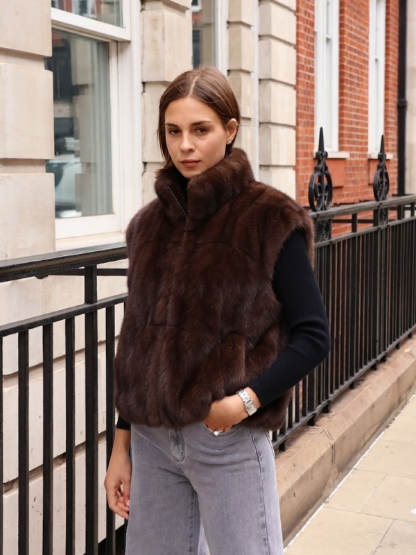 Mandy - Faux Fur Gilet In brown