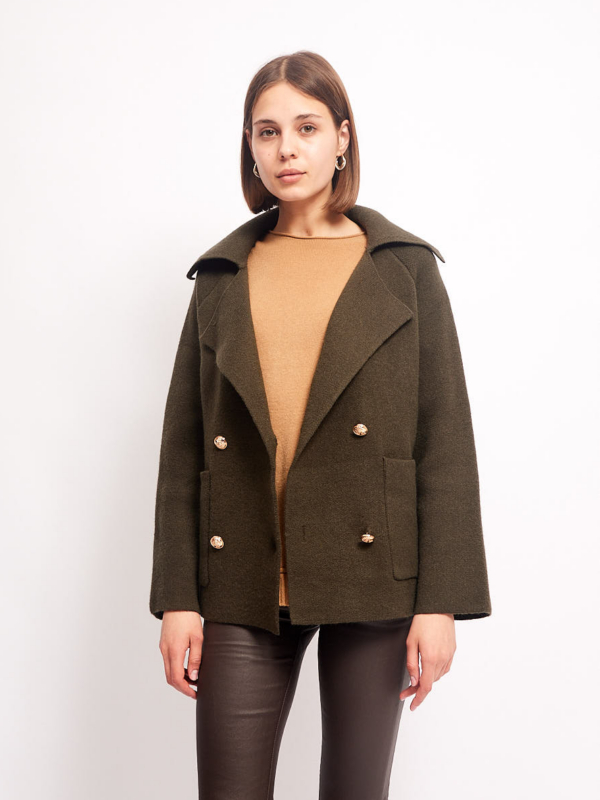 Ora -wool and cashmere-blend cardigan in khaki
