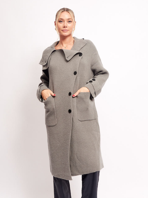 Olivia -wool and cashmere-blend longline cardigan in grey