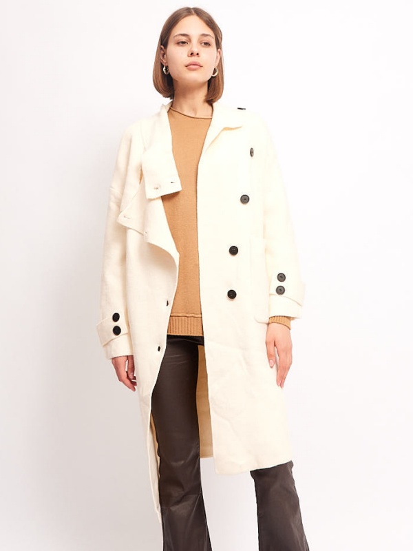 Olivia -wool and cashmere-blend longline cardigan in white