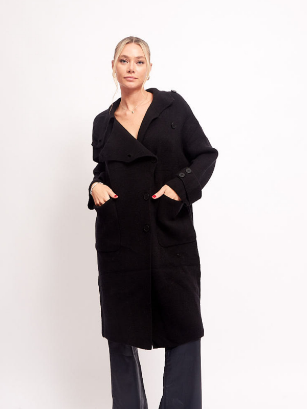 Olivia -wool and cashmere-blend longline cardigan in black